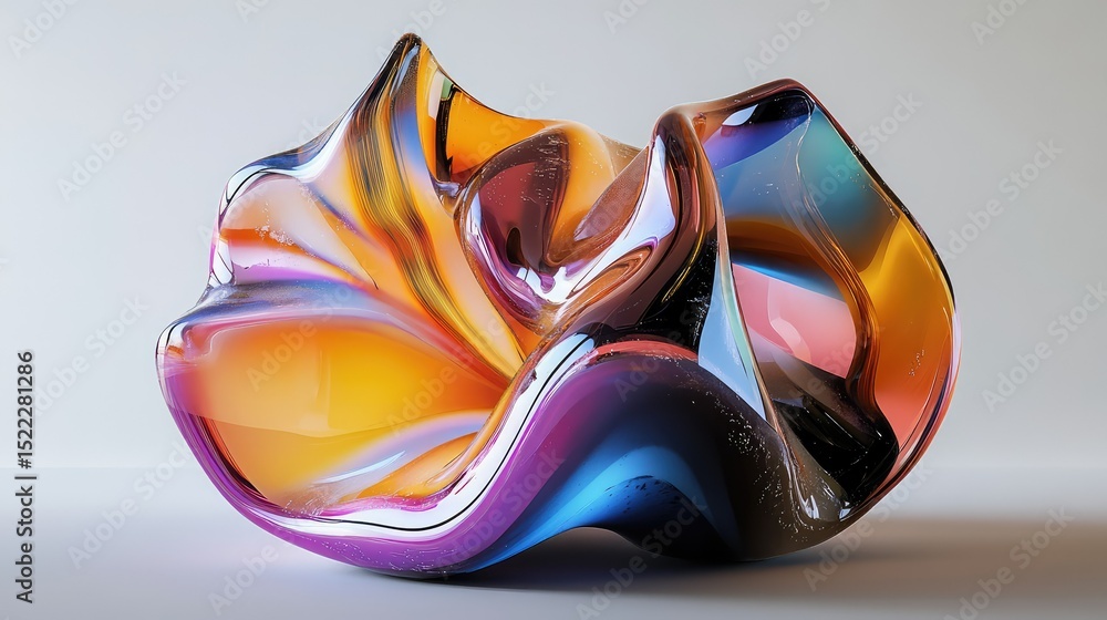 Aufkleber abstract colorful sculpture with swirling forms and smooth curves reflecting light, perfect for mode