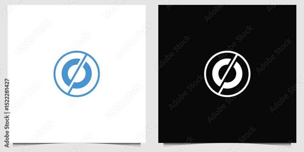 Poster d p minimalist geometric logo design in dual color schemes with angled division