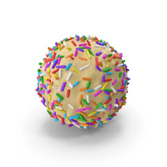 White Chocolate Truffle with Colorful Sprinkles isolated on transparent background