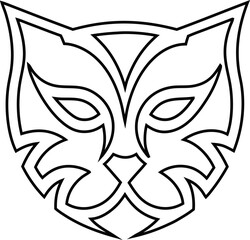 Line art tiger, cat logo icon masks. Vector design is ideal for branding,  stickers, classroom materials and digital platforms.