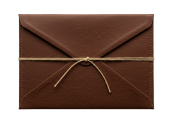 Isolated Brown Glitter Envelope Tied with String on Transparent Background