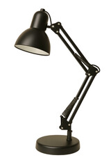 Adjustable desk lamp with a classic industrial style on a transparent background