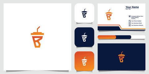 Minimalist logo design featuring an alphabet B and cup, along with stationery mockups