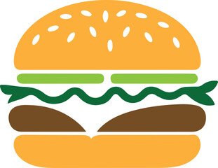 hamburger vector icon, cheeseburger silhouette, fast food burger design