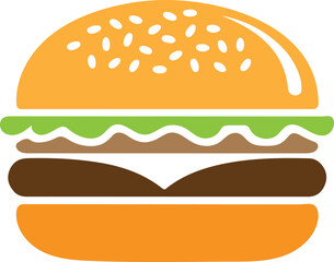hamburger vector icon, cheeseburger silhouette, fast food burger design