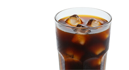 Isolated Transparent Glass of Iced Cola Beverage with Dark Refreshment