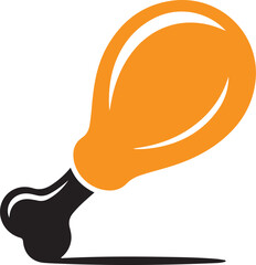 chicken drumstick vector, grilled leg icon, grilled chicken leg silhouette