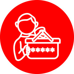 Customer Pin Vector Line White Circle Red