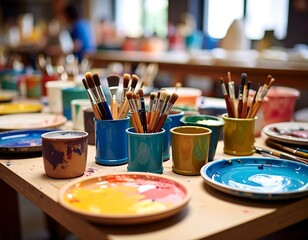 Colorful art supplies on a table