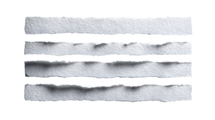 Torn paper edge horizontal strips in white color, realistic ripped texture, isolated on transparent background --ar 16:9 --v 7.0 --p 537mr6h --s 250