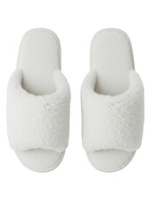 Isolated White Fluffy Slippers For Comfort And Home Relaxation On Transparent