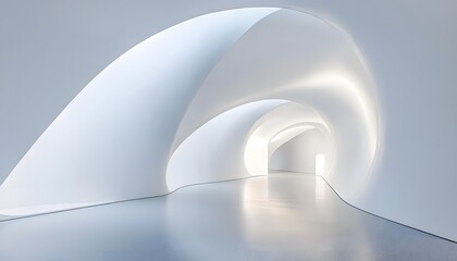 Abstract architectural interior with smooth curves and light.