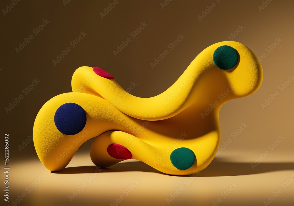 Poster yellow abstract shape with colorful dots design