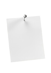 Isolated White Paper Note Pinned With Pushpin On Transparent Background