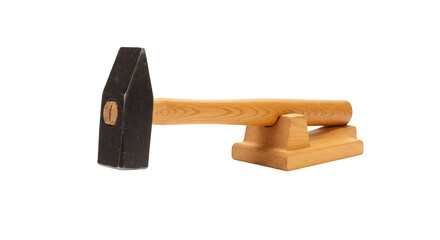 Isolated Wooden Hammer Construction Tool Still Life Transparent Background