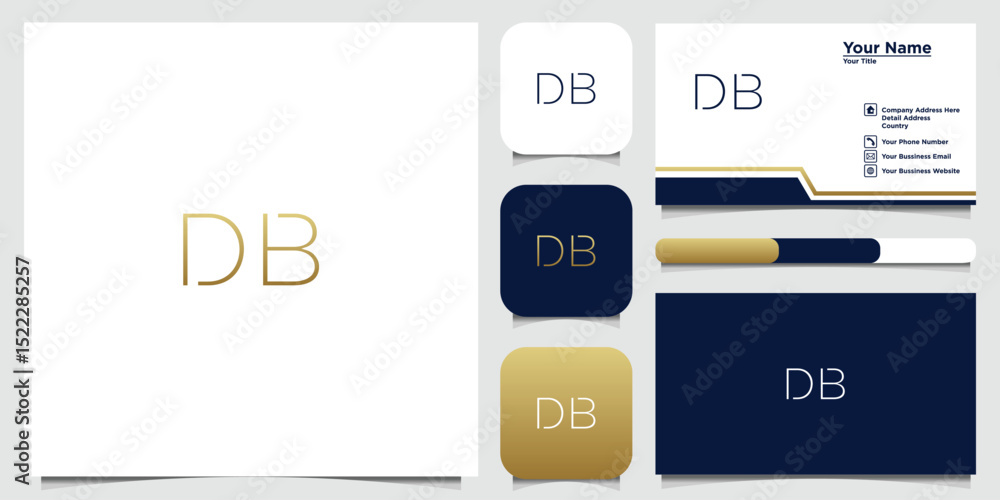 Poster minimalist db monogram logo set for business identity and brand design