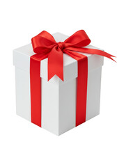 Obraz premium Isolated Transparent Gift Box with Bright Red Ribbon Tie and Festive Bow