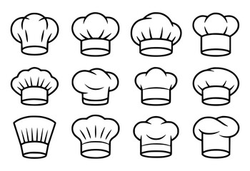 Collection of various outline chef hats