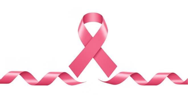 Pink Ribbon Symbol of Breast Cancer Awareness on Transparent Background