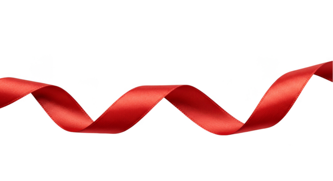 Isolated Transparent Red Ribbon Curl Spiral Elegant On Transparent Background