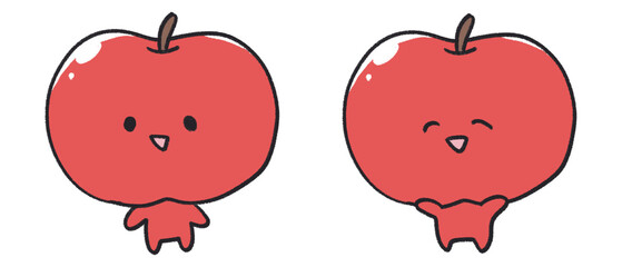 赤りんごのゆるいキャラクター、イラストセット