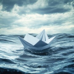 Paper boat adrift in a turbulent sea