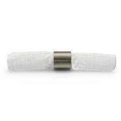 Rolled White Cloth Napkin with Napkin Ring isolated on transparent background