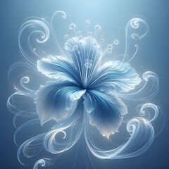 Ethereal Blue Floral Art  
