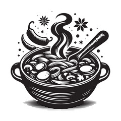 vector illustration of a bowl with a spoon