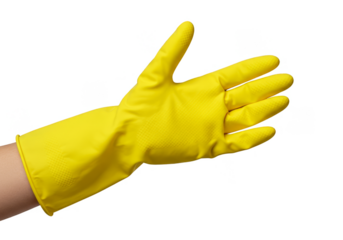 Isolated Yellow Rubber Hand Glove for Cleaning and Protection Png