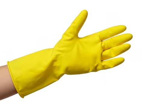 Isolated Yellow Rubber Hand Glove for Cleaning and Protection Png