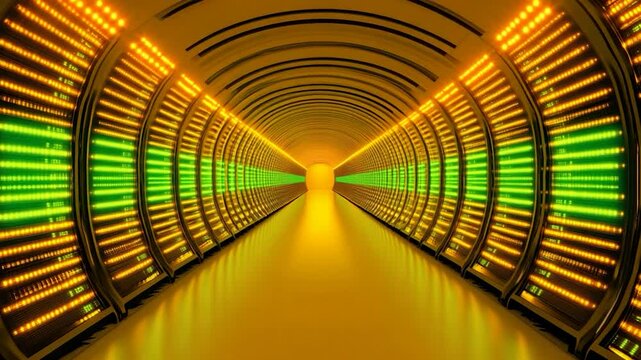 Golden Data Tunnel: A Futuristic Visualization of Digital Data Storage