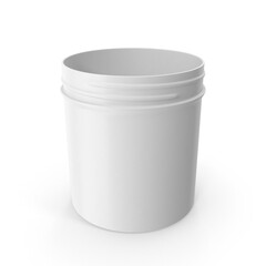 White Plastic Jar Wide Mouth Straight Sided 20oz Without Cap isolated on transparent background
