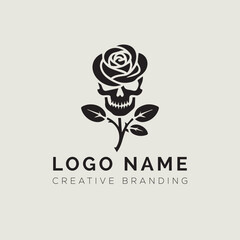 Skull flower logo design