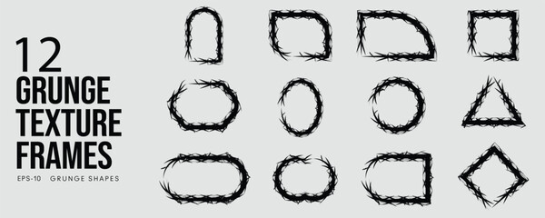 Grunge Texture Frame Collection with Abstract Ink Spray Frame Borders Glitch Distortion Noise Overlay And Distressed Vector Effects	