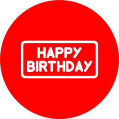 Happy Birthday Sticker Vector Line White Circle Red