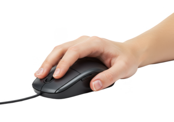 Photo of Hand Holding Computer Mouse Navigating Digital Input Device