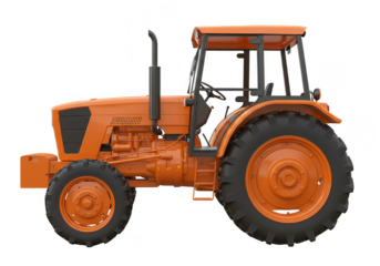 Realistic Orange Tractor Isolated Agriculture Vehicle Farming Transport