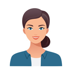 Obraz premium Flat Vector. Portrait of only one Woman. Simple Background.