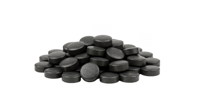 Pile of Black Lozenges Candy Stack on Transparent Background
