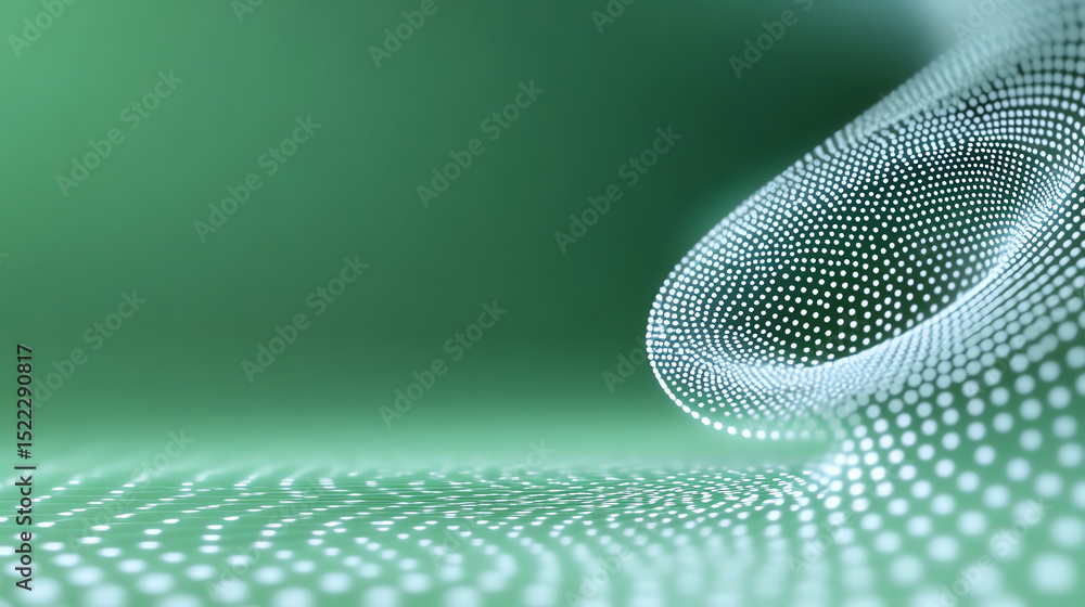 Fototapete A captivating abstract representation featuring a smooth pattern of dots over a soft green background, symbolizing technology and innovation.