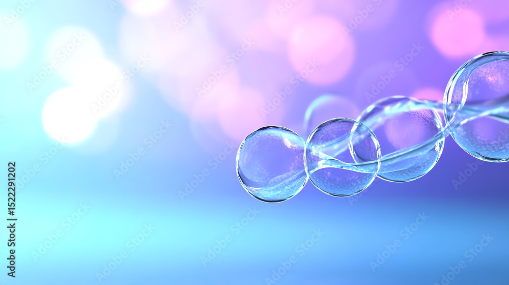 Poster a close-up of shimmering soap bubbles against a colorful blurred background, evoking a sense of joy 