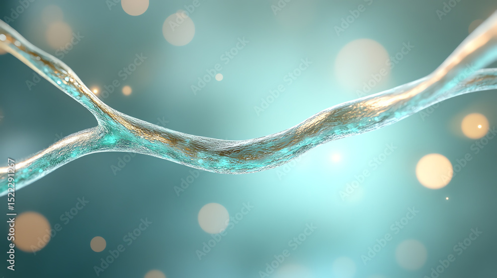 Poster A close-up view of a neuron, showcasing intricate details and a soft glowing background, illustrating the beauty of neural connections.