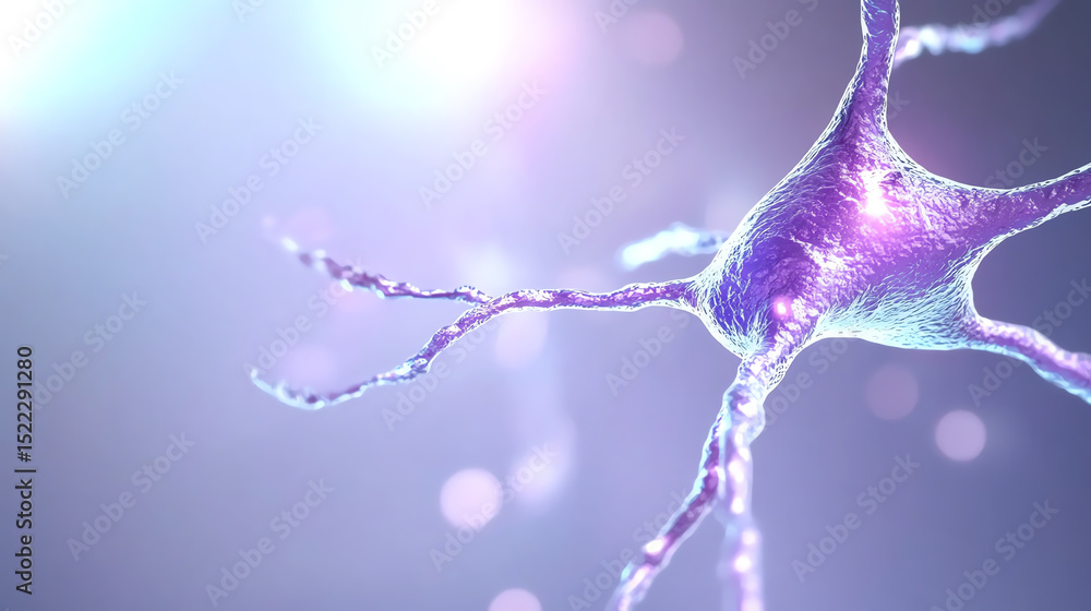 Aufkleber A close-up view of a neuron showcasing intricate details of its structure and connections, reflecting the complexity of the brain.