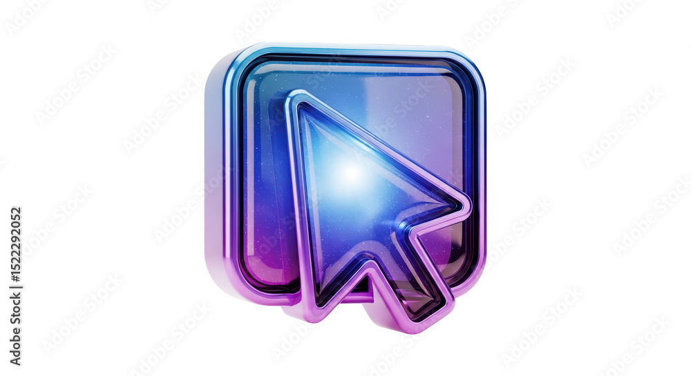 Poster glowing 3 d computer cursor