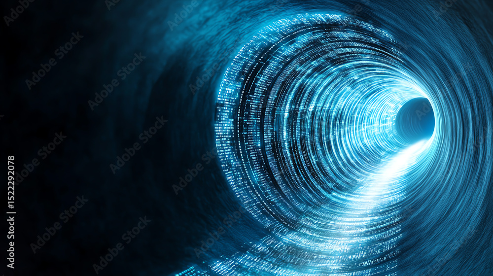 Aufkleber a futuristic digital tunnel filled with flowing data, symbolizing the evolution of technology and in