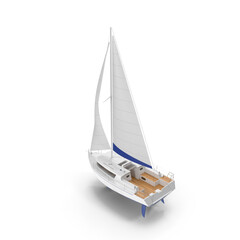 White Sailing Yacht isolated on transparent background