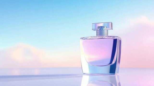 Ethereal Fragrance: A square glass perfume bottle emanates elegance and sophistication, capturing the essence of spring with its delicate and refreshing composition.