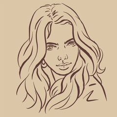 girl with long hair vector for illustration card decoration