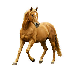 Obraz premium Realistic Image of Brown Horse Galloping Gracefully On Transparent Background